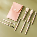 8-in-1 Mini Wooden Handle Makeup Brush Set Portable Loose Powder Brush(Oatmeal)