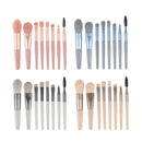 8-in-1 Mini Wooden Handle Makeup Brush Set Portable Loose Powder Brush(Fog Blue)