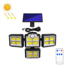 TG-TY085 Solar 4-Head Rotatable Wall Light with Remote Control Body Sensing Outdoor Waterproof Garden Lamp, Style: 198 COB Separated