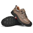 XZ2182 Autumn Men Outdoor Hiking Shoes Cowhide Laced Thick-Soled Men Shoes, Size: 38(Khaki)
