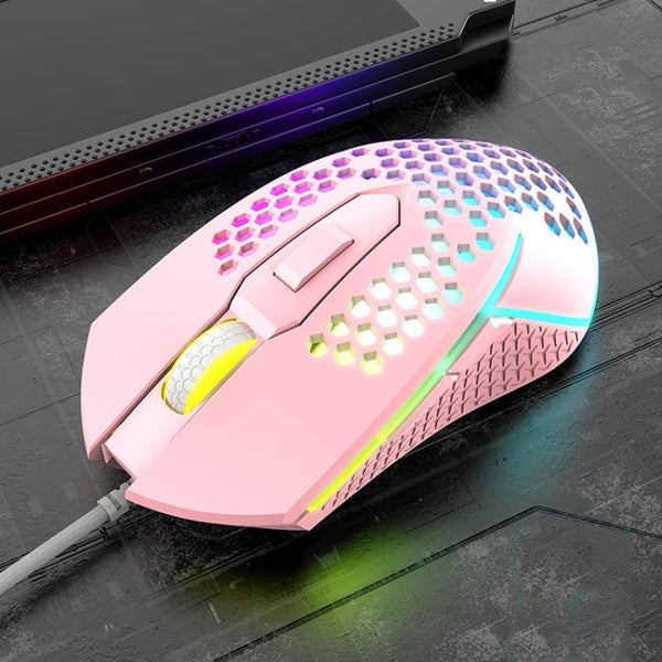 K-Snake X8 6 Keys Wired Luminous Mouse Precise Positioning Gaming Mouse, Cable Length: 1.5m(Pink)