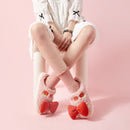 Autumn And Winter Bowknot Warm Couple Cotton Slippers, Size: 36/37(Red)