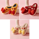 Autumn And Winter Bowknot Warm Couple Cotton Slippers, Size: 40/41(Beige)