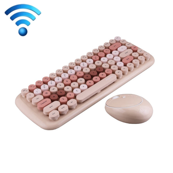 MOFii Candy Punk Keycap Mixed Color Wireless Keyboard and Mouse Set(Milk Tea Color)