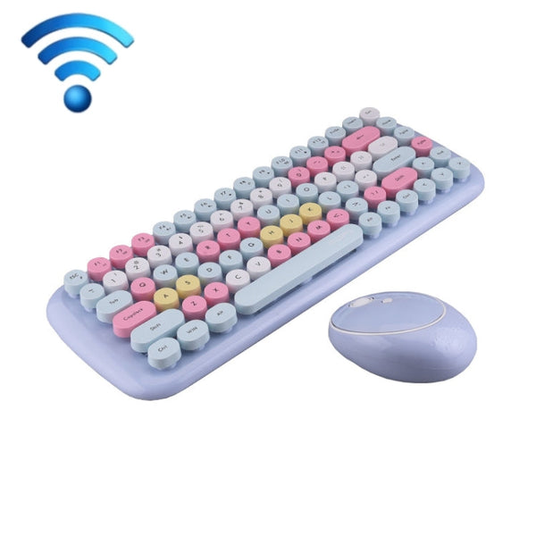 MOFii Candy Punk Keycap Mixed Color Wireless Keyboard and Mouse Set(Elegant Blue)