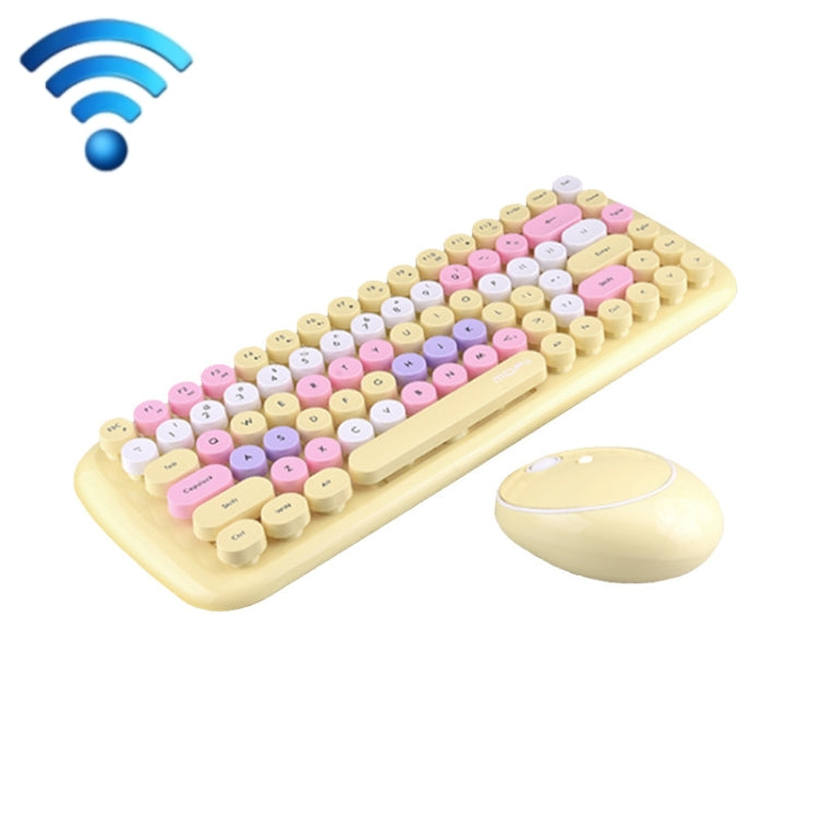 MOFii Candy Punk Keycap Mixed Color Wireless Keyboard and Mouse Set(Lemon Yellow)
