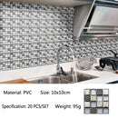 20 PCS / Set 3D Wall Stickers Bathroom Kitchen Waterproof And Oil-Proof Self-Adhesive Wallpaper Tile Stickers(MSK-011)