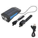 TG-ZX019 Solar Bicycle Headlight Flashlight Night Riding Strong Light USB Charging Rainproof Light(Blue )