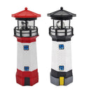 Outdoor Garden Decoration Solar Lighthouse Resin LED Revolving Light(Black White)