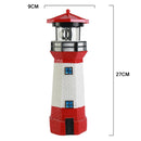 Outdoor Garden Decoration Solar Lighthouse Resin LED Revolving Light(Black White)