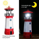 Outdoor Garden Decoration Solar Lighthouse Resin LED Revolving Light(Black White)