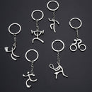 3 PCS Creative Metal Sport Shape Keychain Bag Pendant Small Gift, Style:Weight Lifting(Bright Nickel)