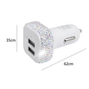 Diamond-Studded Dual USB Cigarette Lighter Car Charger(Big Red)