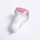 Diamond-Studded Dual USB Cigarette Lighter Car Charger(White)