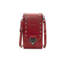 F835 Rivet Diamond Mobile Phone Bag Ladies Shoulder Diagonal Bag(Red)