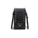 F835 Rivet Diamond Mobile Phone Bag Ladies Shoulder Diagonal Bag(Black)