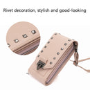 F835 Rivet Diamond Mobile Phone Bag Ladies Shoulder Diagonal Bag(Blue)
