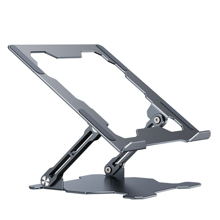 Integrated Foldable Laptop Stand Hollow Heat-Dissipating Flat Desktop Stand(Deep Space Gray)