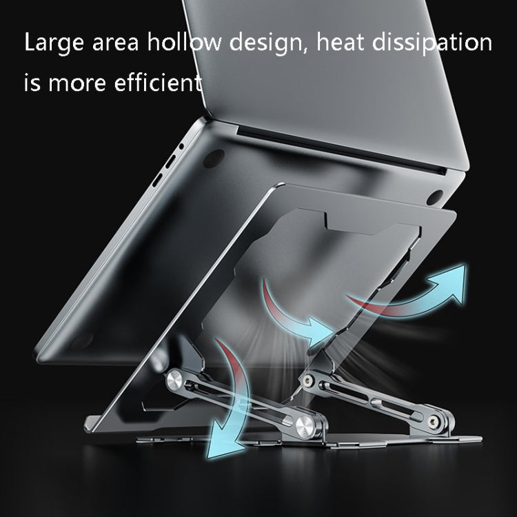 Integrated Foldable Laptop Stand Hollow Heat-Dissipating Flat Desktop Stand(Moon Silver)