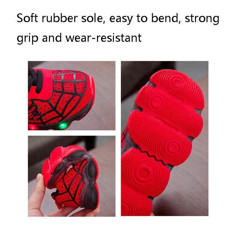 9808 Autumn Children Luminous Shoes LED Light Mesh Sports Shoes, Size: 29(Red)