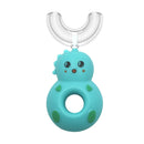2 PCS YC-S002 Children U-Shaped Manual Toothbrush Baby Food Grade Silicone Oral Cleaning Cute Toothbrush,Suitable Age: 2-6 Years Old(Blue Dinosaur)