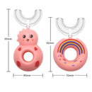 2 PCS YC-S002 Children U-Shaped Manual Toothbrush Baby Food Grade Silicone Oral Cleaning Cute Toothbrush,Suitable Age: 2-6 Years Old(Pink Donut)