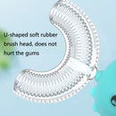 2 PCS YC-S002 Children U-Shaped Manual Toothbrush Baby Food Grade Silicone Oral Cleaning Cute Toothbrush,Suitable Age: 2-6 Years Old(Blue Donut)