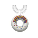 2 PCS YC-S002 Children U-Shaped Manual Toothbrush Baby Food Grade Silicone Oral Cleaning Cute Toothbrush,Suitable Age: 6-12 Years Old(White Donut)