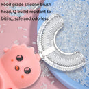2 PCS YC-S002 Children U-Shaped Manual Toothbrush Baby Food Grade Silicone Oral Cleaning Cute Toothbrush,Suitable Age: 6-12 Years Old(Blue Donut)