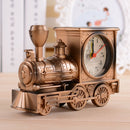 2 PCS YY7688 Antique Train Head Alarm Clock Retro Locomotive Ornaments Gift Student Clock(Bronze)
