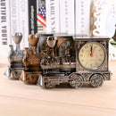 2 PCS YY7688 Antique Train Head Alarm Clock Retro Locomotive Ornaments Gift Student Clock(Bronze)
