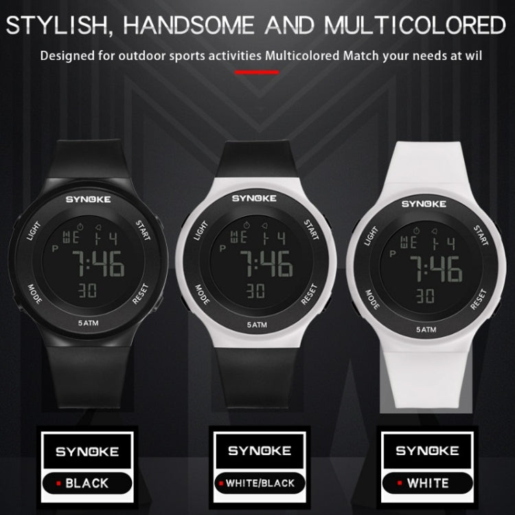 SYNOKE 9199 Student Waterproof Luminous LED Electronic Watch(White)