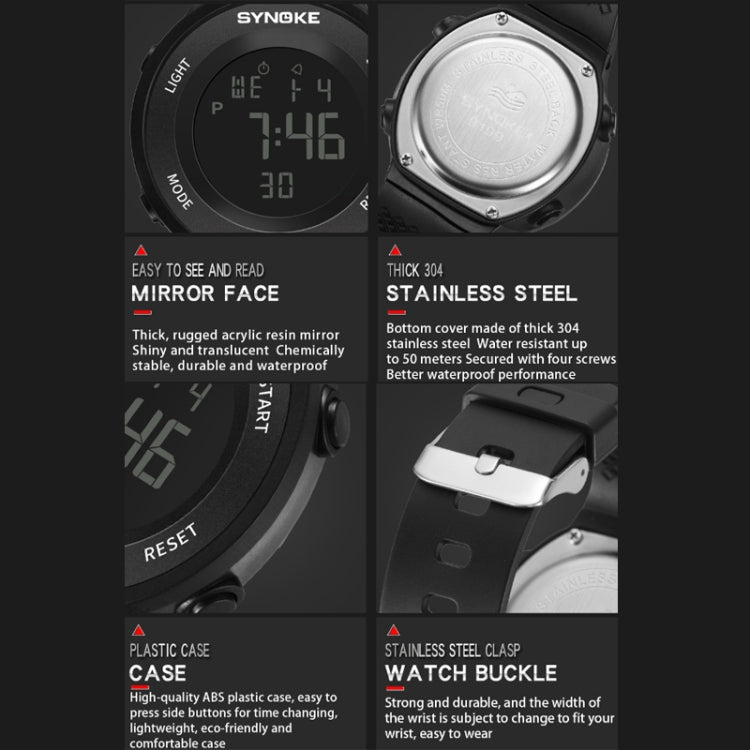 SYNOKE 9199 Student Waterproof Luminous LED Electronic Watch(White)