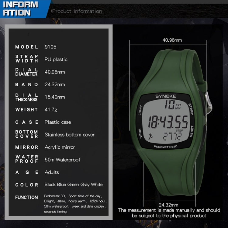 SYNOKE 9105 Multifunctional Sports Time Record Waterproof Pedometer Electronic Watch(Black)