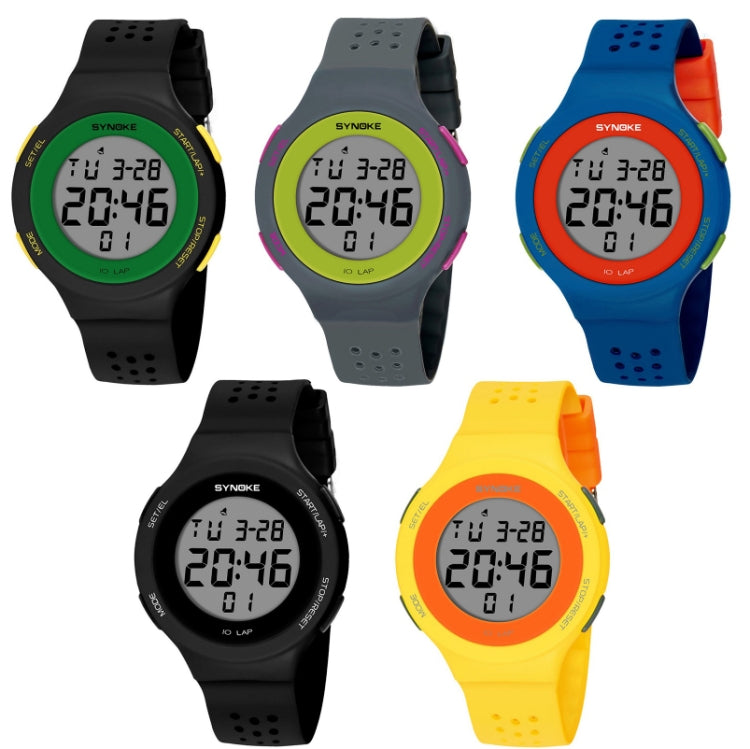 SYNOKE 67866 Swimming Waterproof Porous Breathable Silicone Strap Sports LED Electronic Watch(Black)