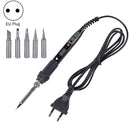 Metallic LCD Temperature Regulating Soldering Iron And Soldering Iron Tip Set Electric Soldering Iron Welding Tool(220V EU Plug Silver Head Black)