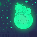 2 PCS ZSZ1778 Luminous Smiling Baby Elephant Wall Stickers Background Wall Bedroom Stickers, Specification: 28x28cm
