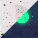 2 PCS ZSZ1778 Luminous Smiling Baby Elephant Wall Stickers Background Wall Bedroom Stickers, Specification: 28x28cm