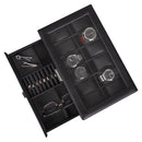 12-Bit Double Watch Box Carbon Fiber PU Leather Box Jewelry Box(Black)