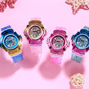SYNOKE 9625 Student Waterproof Sports Chameleon Colorful Digital Watch(Blue Purple)