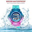 SYNOKE 9625 Student Waterproof Sports Chameleon Colorful Digital Watch(Blue Gold)