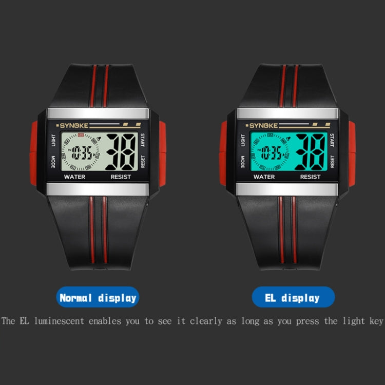SYNOKE 9222 Men Large Screen Square Multi-Function Waterproof Luminous Electronic Watch(Blue)