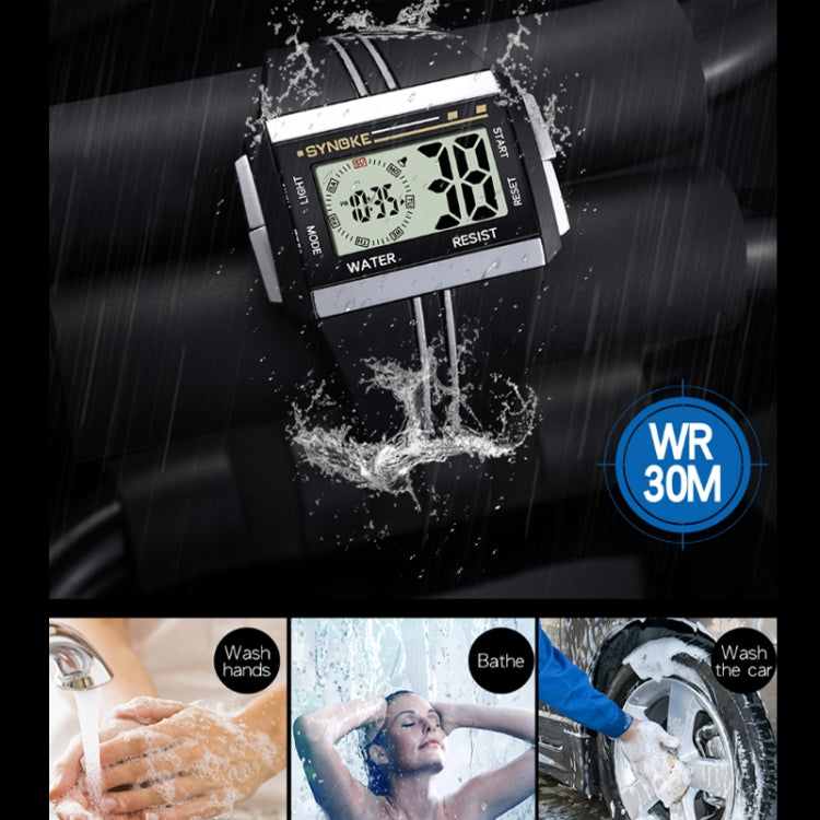 SYNOKE 9222 Men Large Screen Square Multi-Function Waterproof Luminous Electronic Watch(Blue)