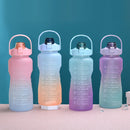 2L Large-Capacity Sports Water Cup Outdoor Drop-Proof Portable Straw Water Bottle(Blue Purple Gradient)