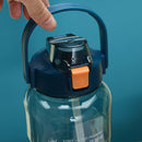 2L Large-Capacity Sports Water Cup Outdoor Drop-Proof Portable Straw Water Bottle(Blue Purple Gradient)