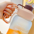 1.6L Diamond Gradient Space Plastic Sports Water Kettle Summer Portable Large-Capacity Straw Cup(Pink)