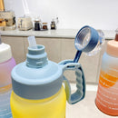 1.6L Diamond Gradient Space Plastic Sports Water Kettle Summer Portable Large-Capacity Straw Cup(Pink)
