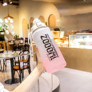 2000ml Frosted Gradient Color Large-Capacity Sports Water Cup Outdoor Portable Straw Water Bottle(Pink White)