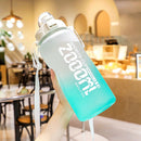 2000ml Frosted Gradient Color Large-Capacity Sports Water Cup Outdoor Portable Straw Water Bottle(Green White)