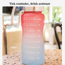 2000ml Frosted Gradient Color Large-Capacity Sports Water Cup Outdoor Portable Straw Water Bottle(Green White)